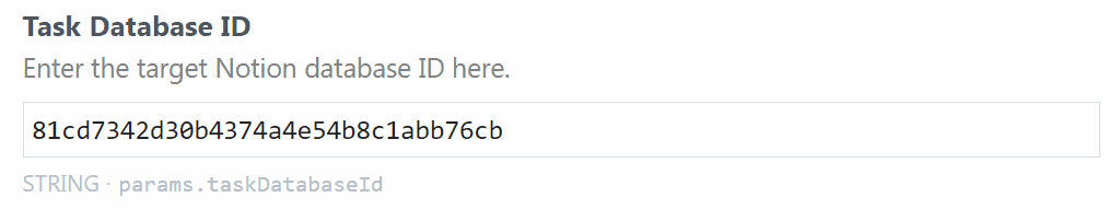 Paste Tasks database ID