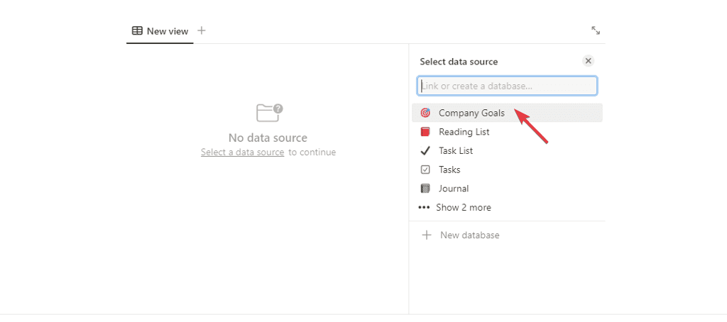 linking database next step shortcut