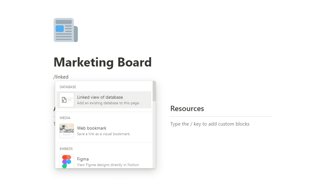 linking database shortcut